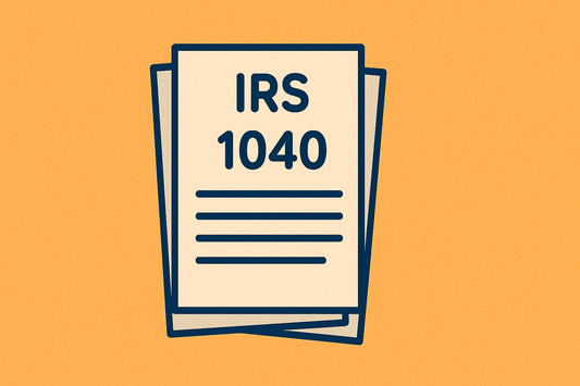 illustration showing a stack of documents with irs 1040 printed at the top