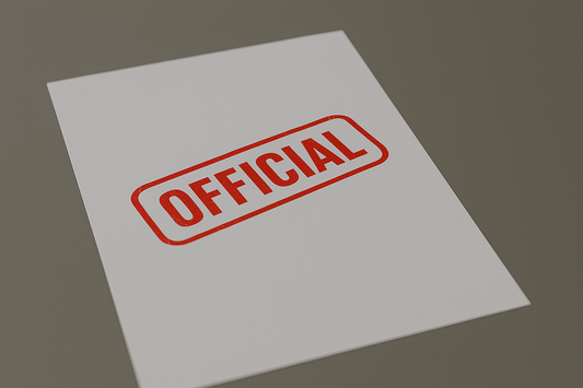 blank piece of paper with official stamp signifying a certified c opy