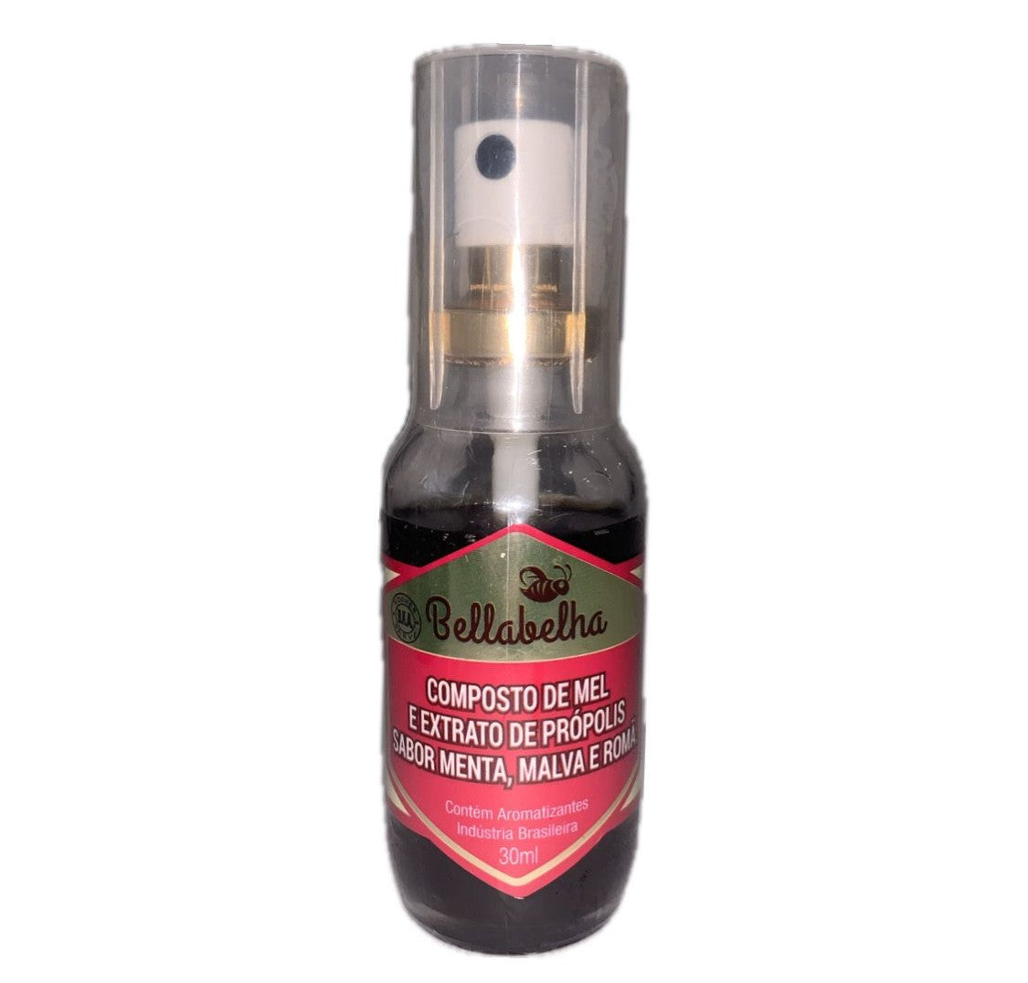 Bellabee Spray de Mel, Extrato de Propolis, Menta, Malva e Roma 30 ml