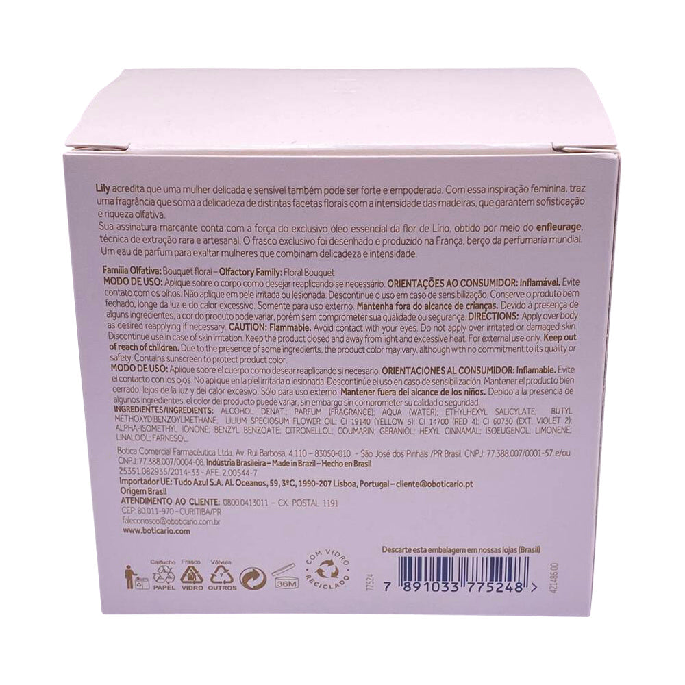 Lily Eau de Parfum oBoticário 75ml