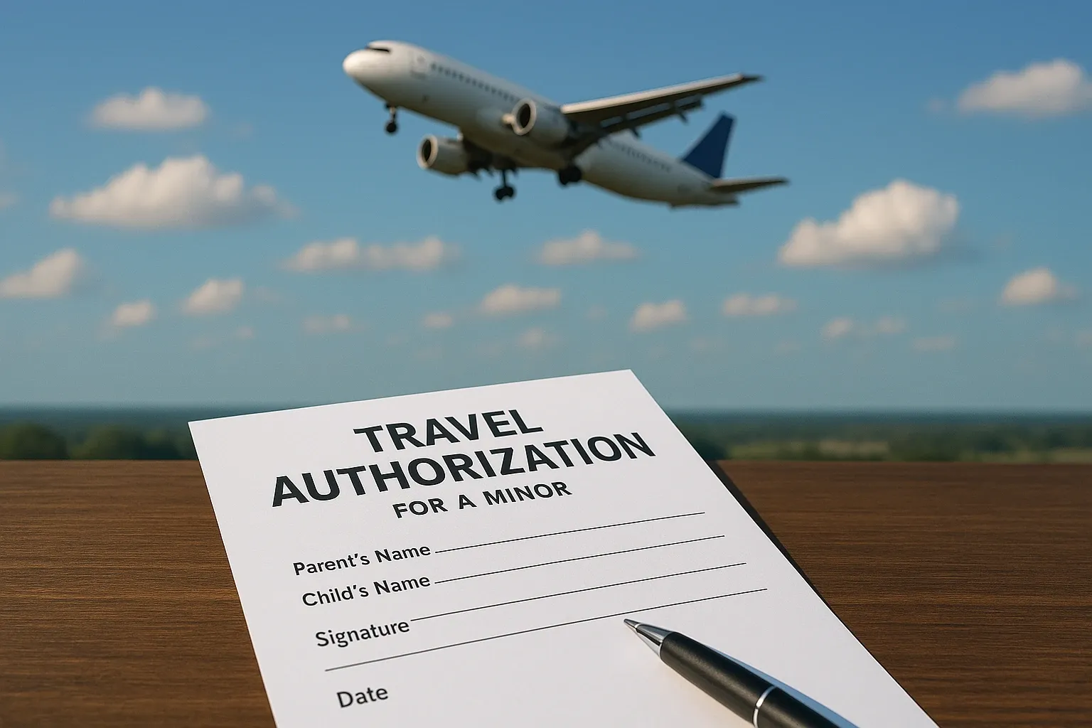 Ilustración de autorización de viaje para menores