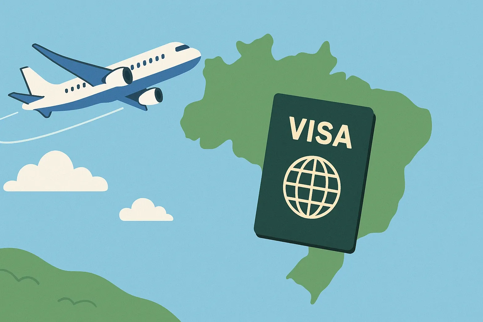 Ilustração sobre vistos de viagem para o Brasil