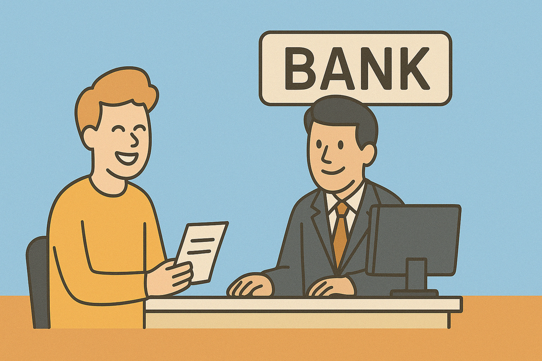 Ilustracao de cliente abrindo conta no banco