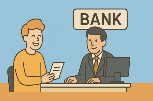 Ilustracao de cliente abrindo conta no banco