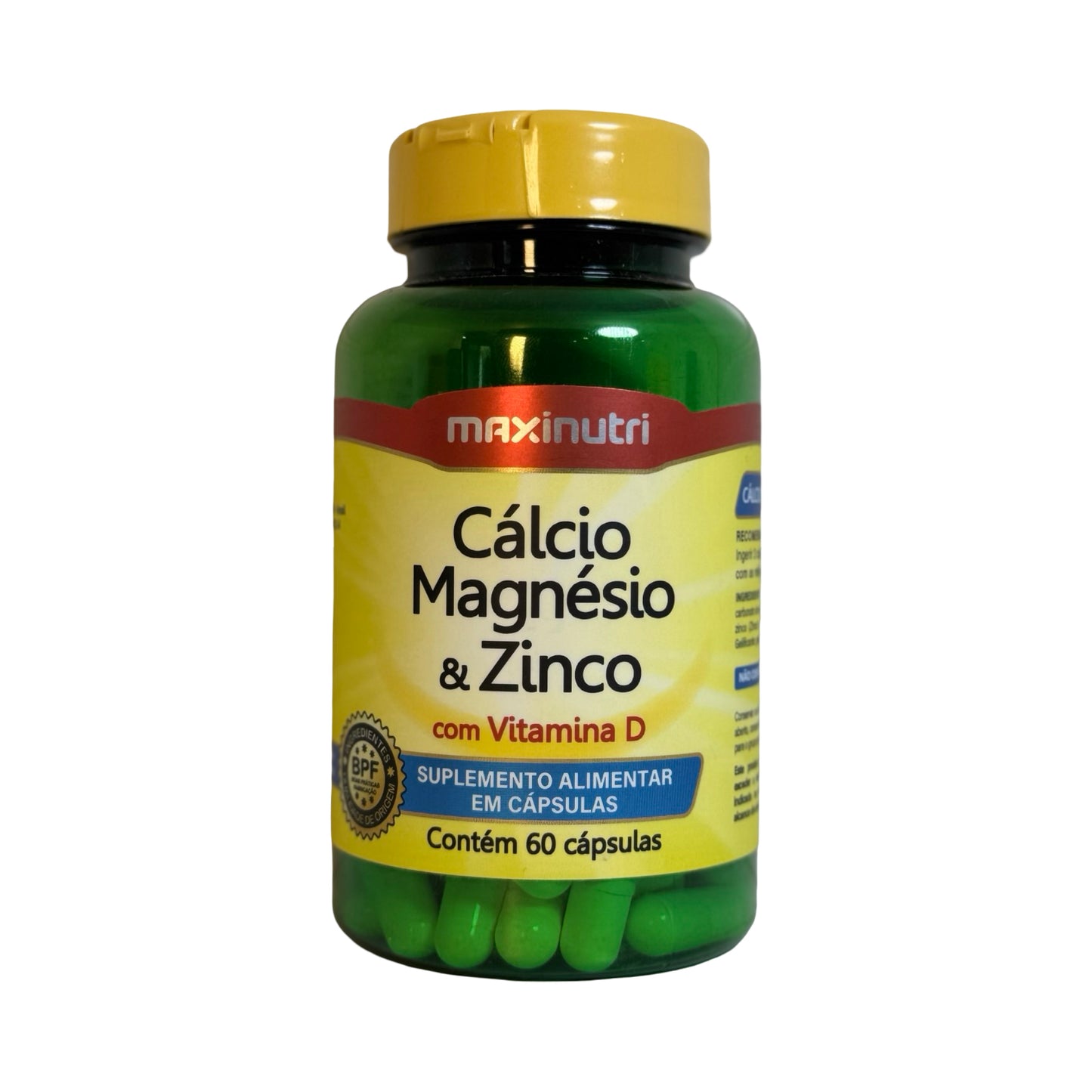 MaxiNutri  Cálcio Magnésio & Zinco com Vitamina D Suplemento Alimentar - 60 capsulas